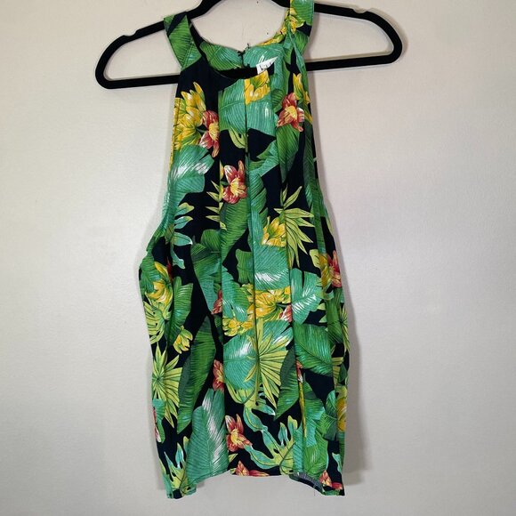 Nicole Miller Palm Print Linen Sleeveless Top - Picture 1 of 7